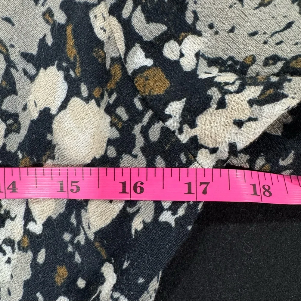 Free People Black and Cream Floral Wrap Romper with 3/4 Sleeves 02-0074